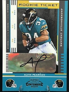 ALVIN PEARMAN 2005 Contenders ROOKIE TICKET AUTO #104 Jacksonville Jaguars RC - Bild 1 von 3