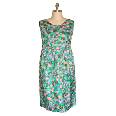 Винтажный 1960-х плюс размер розовый новом оливковый день платье | 1960-х плюс размер день платье - Изображение 1 из 4