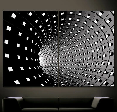 ZEITGEIST Abstrakt Leinwand Bild Schwarz Weiß Modern Grau Kunst Wandbild XXL NEU - Bild 1 von 4