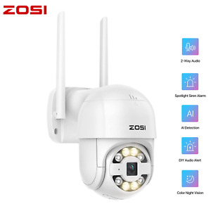 ZOSI Wireless 2MP WiFi IP PT Camera Outdoor Soptlight AI Person/Car Detect Audio