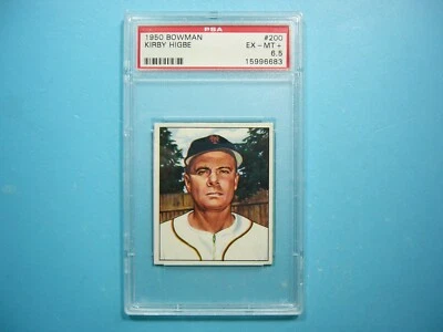 1950 BOWMAN MLB BASEBALL CARD #200 KIRBY HIGBE PSA 6.5 EXNM+ SHARP!! '50 GL - Image 1 of 4