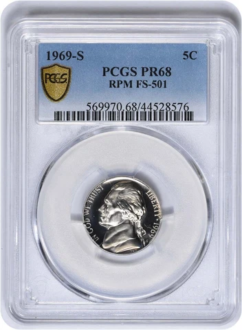 1969-S Jefferson Nickel RPM FS-501 PR68 PCGS Cover