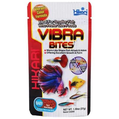 Hikari Vibra Bites BABY 37g NEW SIZE -Small Blood-worm Shaped Tropical Fish Food - image 1 of 4