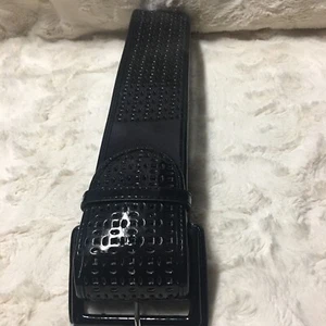 White House Black Market Wide Belt Black Faux Patent SZ Small  - Picture 1 of 10