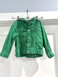 Creative Knitwear Kids Green Notre Dame Fighting Irish Denim Jean Jacket Sz 4T - Picture 1 of 12