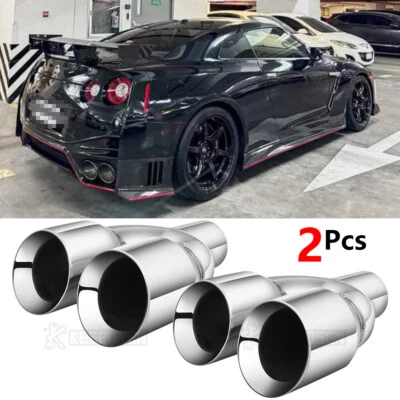 Par Doble 2.5" Entrada 3.5" Salida Punta Escape Inoxidable Para Nissan GT-R GTR R35 Foto 1 de 4