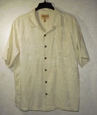Havana Jack's Cafe Hawaiian Shirt Men XL Beige Silk Floral Short Sleeve - Image 1 of 4