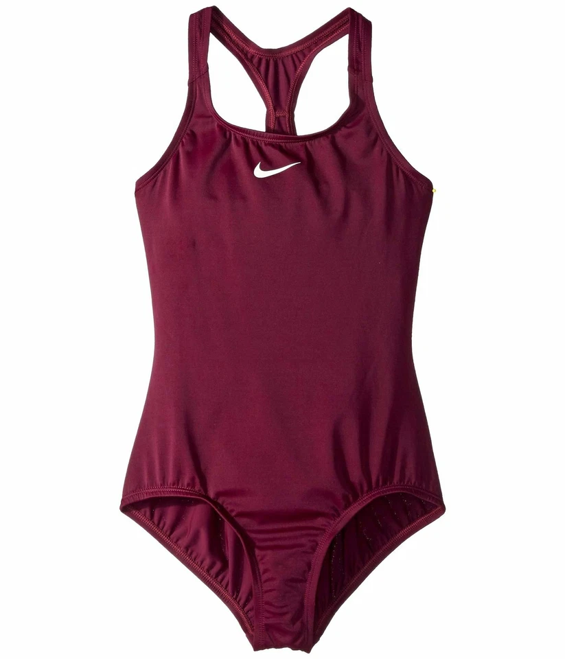 Nike Swimwear Girl's Purple Swoosh Solid Racerback One-Piece Swimsuit M