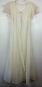 Vintage Robe Womens S Double Chiffon Sheer Gown Full Length Fairy Ivory Read - Picture 1 of 9