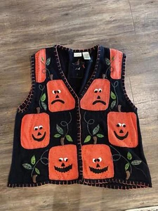 Chaleco Suéter Vintage Bobbie Brooks Halloween Calabaza Talla Grande 22/24 - Imagen 1 de 5