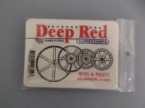 DEEP RED CLING RUBBER STAMPS GEARS & PULLEYS NEW cling STAMP - Bild 1 von 1