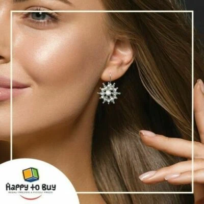 Punto luce fiore orecchini da donna pendenti oro bianco pl e cristalli swarovski - Immagine 1 di 2