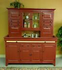 JUMBO Pine Hoosier Cabinet, USA made Antique Reproduction, Red and Honey Finish