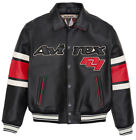 Avirex Leather Jacket Large Black Chicago USA Bomber American Flight Jacket