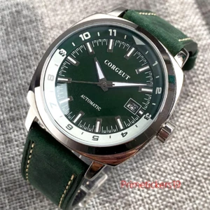 Corgeut Green Dial Steel/PVD 42mm NH35A Square Automatic Men Watch Leather Strap - Picture 1 of 12