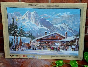 Vtg Hand Painted Canvas Needlepoint Tapex Vienna Grainau, Deutschland W 307  - Picture 1 of 6