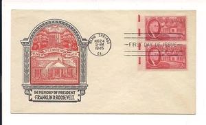 FDC 1945 Franklin D. Roosevelt- Little White House - First Day of Issue - 2 cent - Picture 1 of 1