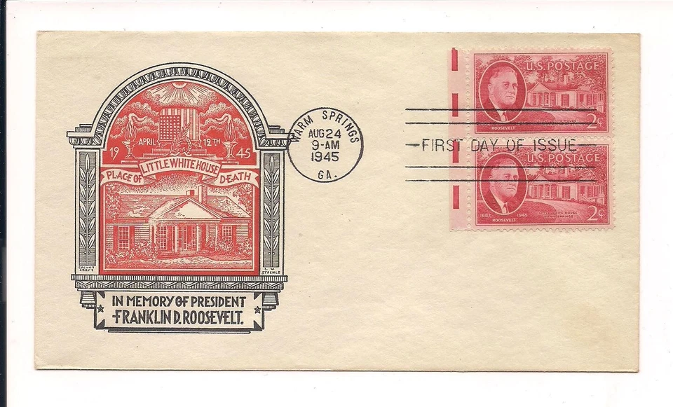 FDC 1945 Franklin D. Roosevelt- Little White House - First Day of Issue - 2 cent - Image 1 of 1