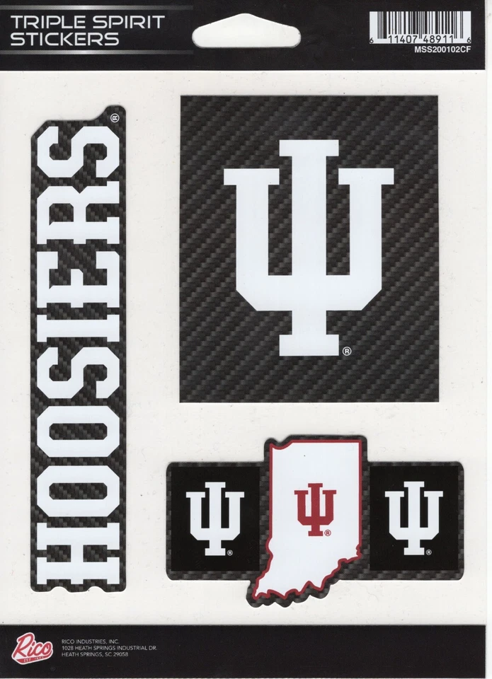 Paquete de 3 calcomanías de equipo NCAA Indiana University Hoosiers Triple Spirit Foto 1 de 1