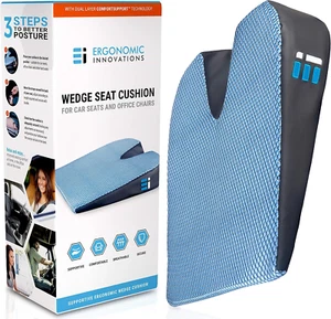 Memory Foam Car Seat Cushion for Car Seat Driver, Trucks, Driving, Wedge Shaped - Picture 1 of 12