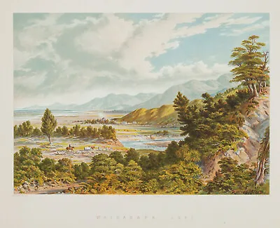 Antique View  Wairarapa Lake  (New Zealand) C. D. Barraud, 1877 • 100£