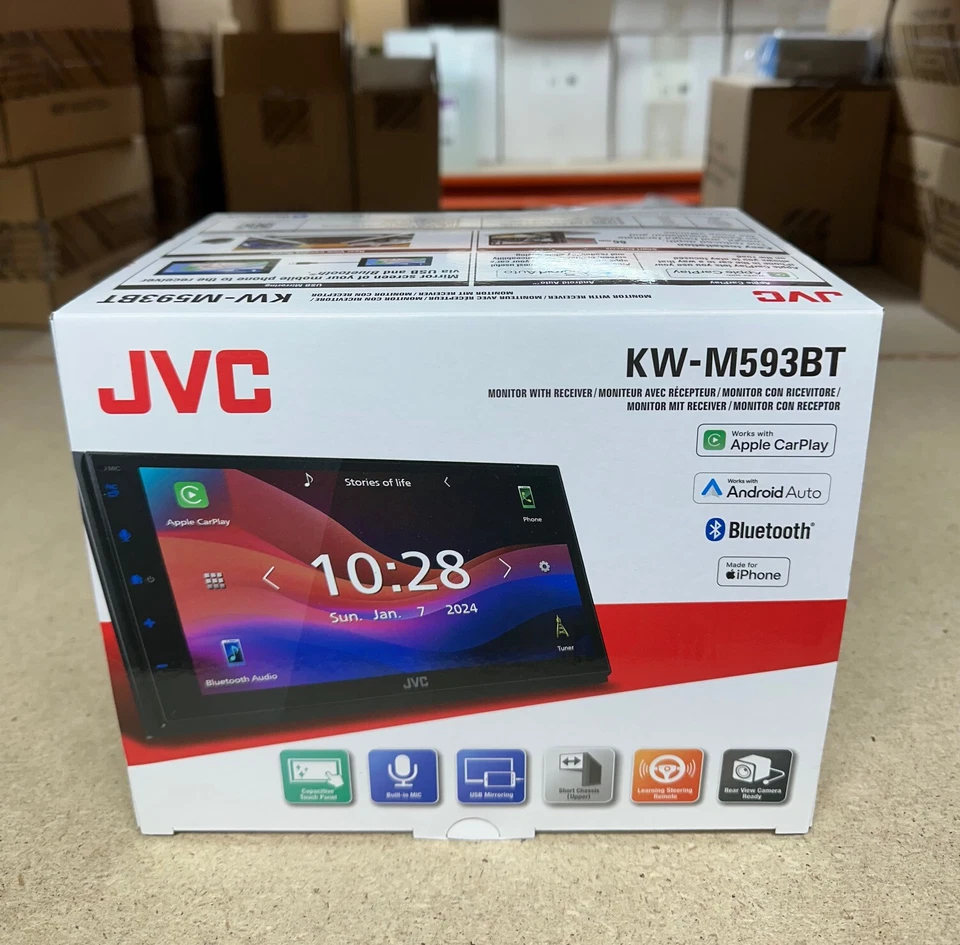 JVC KW-M593BT Car Stereo Apple CarPlay Android Auto Bluetooth USB Mirroring