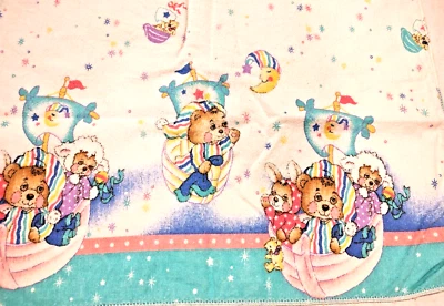 Manta de recepción de bebé Riegel Teddy vintage envío conejito cordero años 80 niño niña Foto 1 de 4