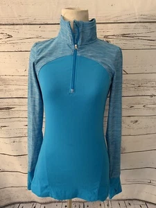 Lukka Womens Active 1/4 Zip Jacket Sz S Neon Blue Long Sleeve Thumbhole Collared - Picture 1 of 8