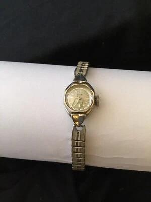 复古女士 Eldgin 21 珠宝机械手表 10k RGP@56 — 第 1/4 张图片