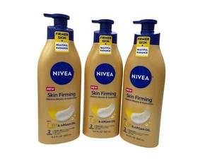 3 Pack (16.9 oz ea) NIVEA Skin Firming 48hr Moisture Lotion with Q10 & Argan Oil - Picture 1 of 2
