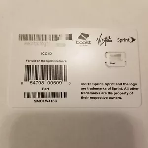 Sprint Nano Sim Card iPhone7 iPad Galaxy A3 - Sprint Boost Mobile Virgin Mobile - Picture 1 of 2