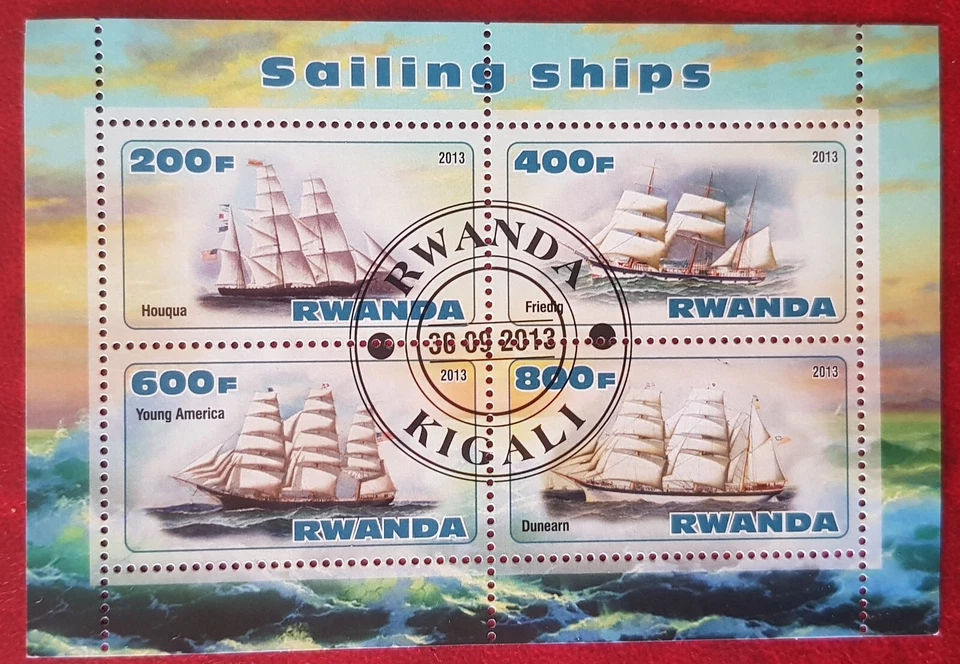 Sailing ships minisheet 2013 Rwanda fine used CTO lovely item - Image 1 of 1
