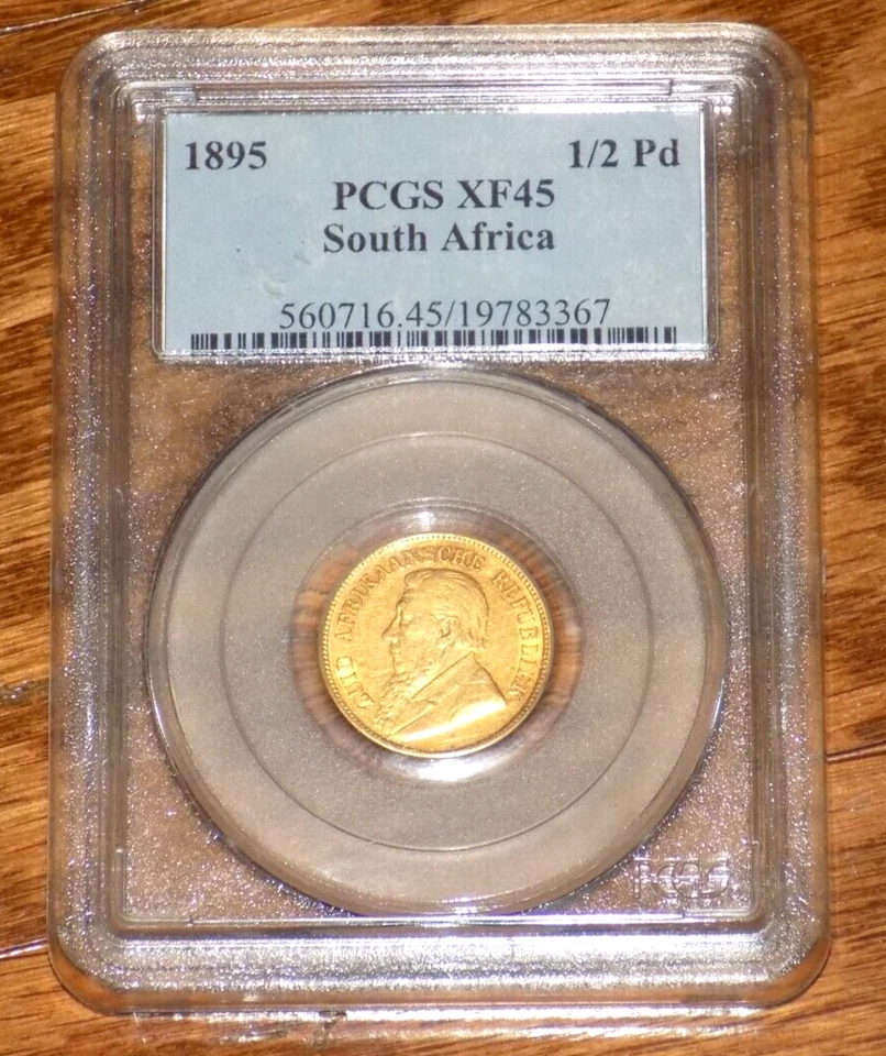 South Africa ZAR KRUGER 1/2 Pond 1895 Gold KM# 9.2 PCGS XF45 CERTIFIED COIN - Image 1 of 4