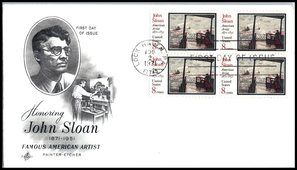 1971 John Sloan, artist Lock Haven PA 8c FDC Sc 1433 with ArtCraft cachet - Image 1 of 1