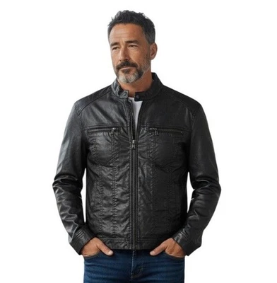 John Varvatos Chaqueta Denim Negra Cremallera Frontal - Talla S Foto 1 de 4