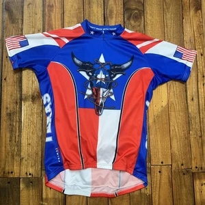 Don't Mess with Texas Bicycle Bike Jersey Mens XL Red White Blue 3/4 zip Steer - Picture 1 of 9