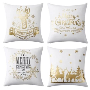 Square Cushion Case Christmas Velvet Pillowcase 18x18 Inch Decorative Throw P... - Picture 1 of 9