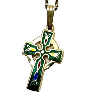 Collar Cruz Colgante Irlandés Cadena Celta Plata de Ley Irlanda Suerte Jesús Foto 1 de 4