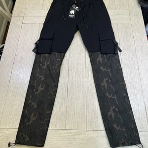 American Stitch Cargo Pants Mens XL Black Camo Nylon Spandex Drawstring Pockets - Picture 1 of 13