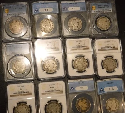 #12 Barbero PLATA MITADES GRADUACIÓN PROFESIONAL NGC ANACS 1892s 1896s 1897o 1914 1915 lote conjunto 50c Foto 1 de 4