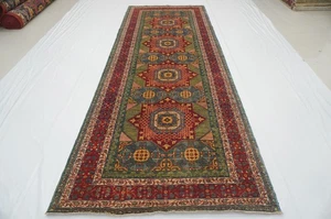 4 x 12 ft Green Mamluk Hand knotted Turkish Transitional Wide Runner Rug - Picture 1 of 18