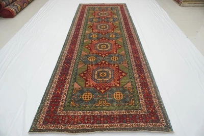 4 x 12 ft Green Mamluk Hand knotted Turkish Transitional Wide Runner Rug - Image 1 of 4
