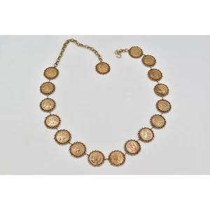 Cinturón Cadena Moneda Vintage Declaración Francés Napoleón LGold Pesado Grueso 29"-38" Años 80 - Imagen 1 de 12