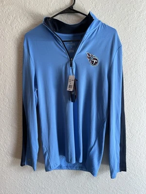 男式小号田纳西泰坦 ANTIGUA 蓝色 1/4 拉链性能轻夹克 🔥全新带标签 — 第 1/4 张图片