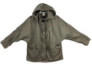 VINCE Women Olive Cropped Anorak Jacket Removable Hood Utility Chore Barn Sz S - Picture 1 of 12