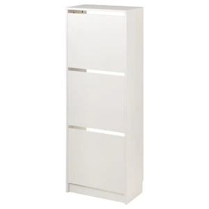 IKEA BISSA Shoe Cabinet 3 Compartment White Storage Unit Hallway 49x28x135cm - Picture 1 of 5