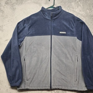 Chaqueta polar Columbia cremallera completa para hombre XXL gris azul cuello falso bolsillos con cremallera - Imagen 1 de 12