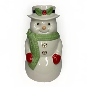LENOX AMERICAN BY DESIGN 7 INCH SNOWMAN CHRISTMAS TREAT JAR 867282 With Box - Picture 1 of 11