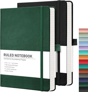 Lined Journal Notebook, 2-Pack, 192 Numbered Pages per Pack, A5 Medium Size (5.7 - Picture 1 of 12