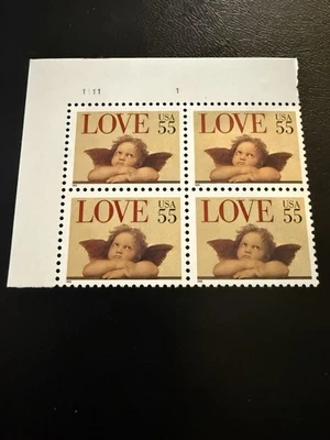 US Stamps Scott 2958 Love Issue Cherub 55c plt block 1995 M/NH Fresh - Image 1 of 2